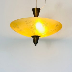 A large Danish art deco ceiling fixture in light-yellow crystal glass | Denmark | 1930s