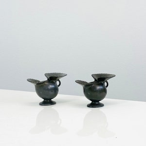 Paire de vases Art déco en métal par Just Andersen | Années 1920 | Danemark