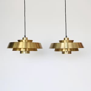 Set of Classic Nova Brass Pendant Light designed by Jo Hammerborg | 1960s | Denmark