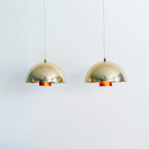 A pair of golden Wonderlamp pendant lights by Acton Bjørn for Lyfa | Denmark | 1960s