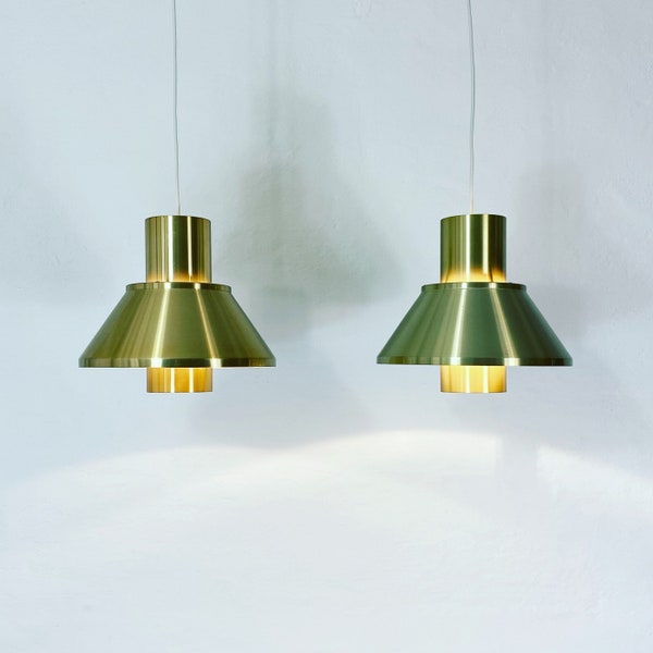 A pair of classic LIFE brass pendant lights by Jo Hammerborg