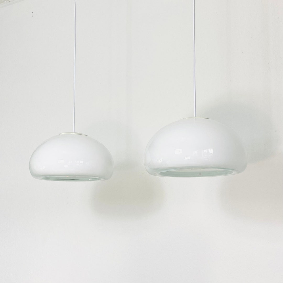 A Pair of Opal Glass Pendant Lights Designed by per Lütken for Etsy
