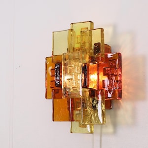 Yellow & Brown Glass Wall Lamp by Holm Sørensen | 1960s | Denmark