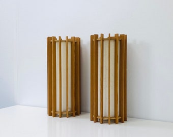 A pair of pine wood wall lamps by Ib Fabiansen for Fog & Mørup | Denmark | 1960s