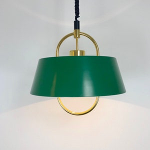 A green and brass Hercules pendant light by Jo Hammerborg | 1960s | Denmark