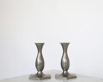Pair of Pewter Candlestick Holders designed by Just Andersen, 1920s, Denmark