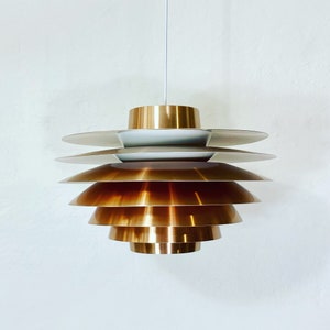 A large copper pendant light by Svend Middelboe for Nordisk Solar, Denmark | 1960s