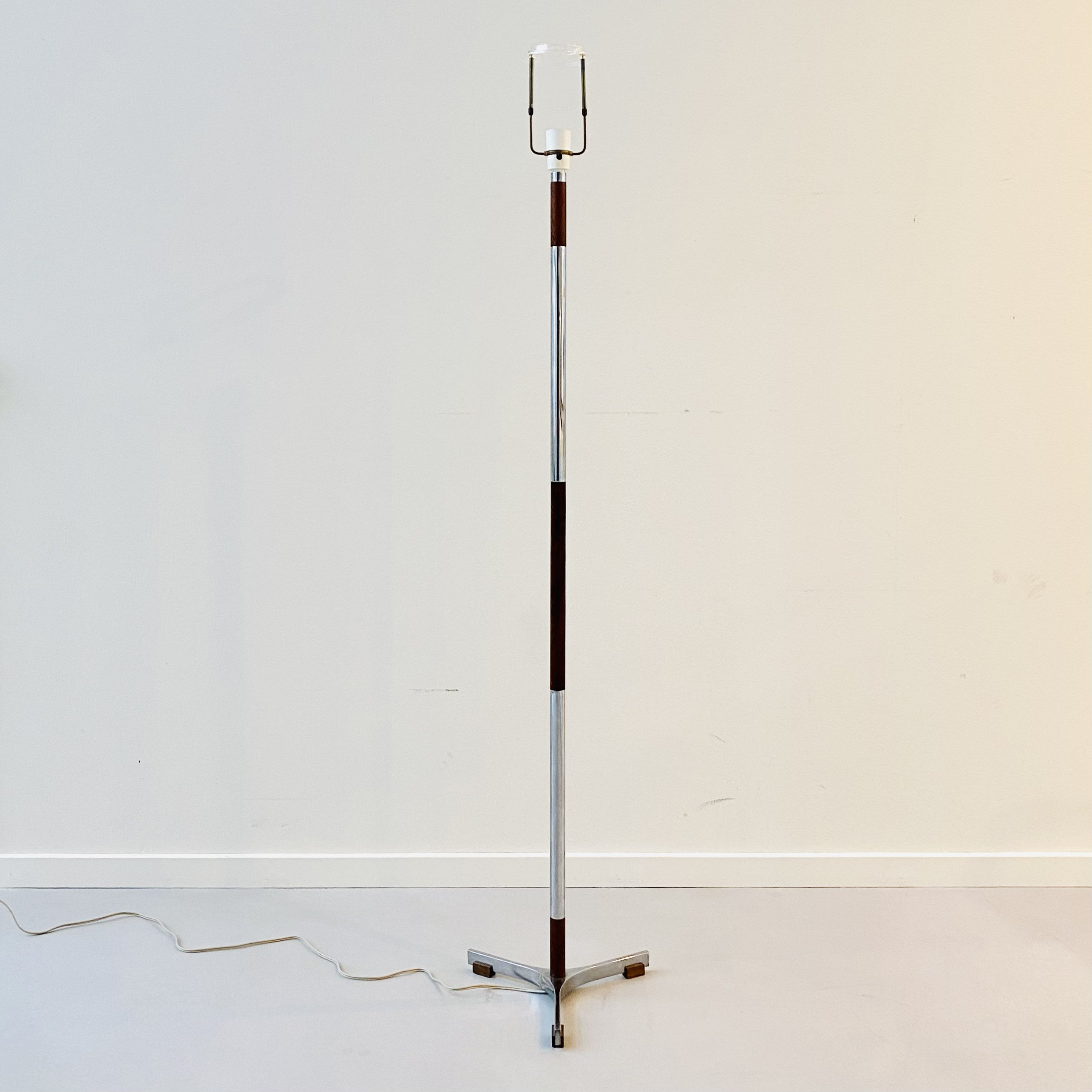 A Rosewood and Aluminum Floor Lamp by Jo Hammerborg | 1960s A Rosewood and Aluminum Floor Lamp by Jo Hammerborg | 1960s