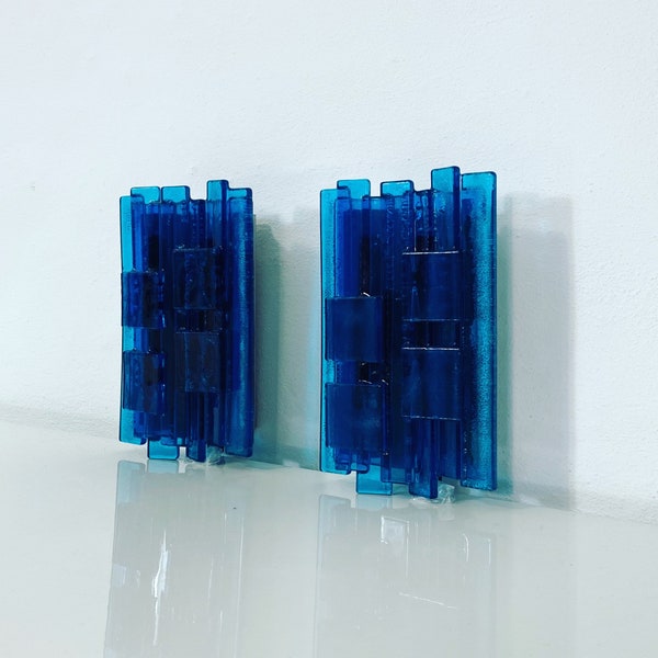 A set (2) of blue sconces by Claus Bolby