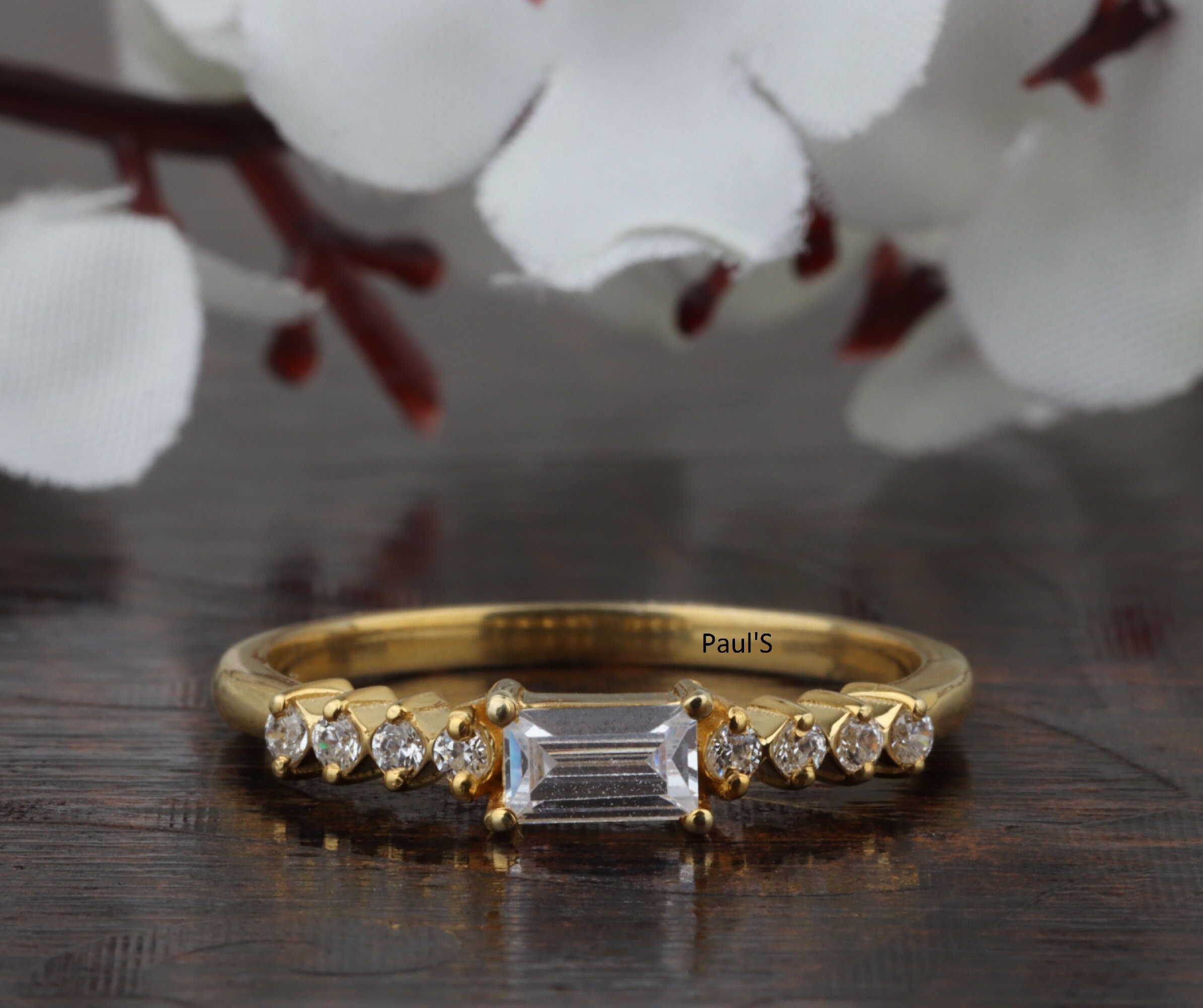 Baguette Moissanite Band/ Round Colorless Moissanite Half Etsy