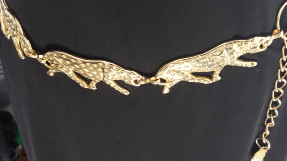 Vintage ANNE KLEIN Gold Tone Cheetah Chain Link B… - image 2