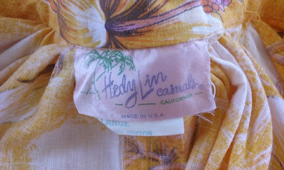 Vintage Yellow Floral Hawaiian Mid Century Modern… - image 8