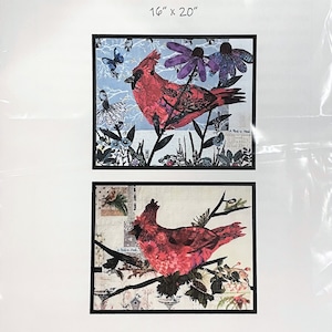 Cardinal Fabric Collage Pattern