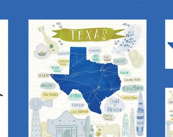 Moda Desert Song Quilt Fabric 14" Panel de Mara Penny - 13307 11 Bluebonnet