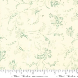 Moda COLLECTIONS ETCHINGS Quilt Fabric 1/2 Yard By Howard Marcus and 3 Sisters - Parchment/Aqua 44333 21