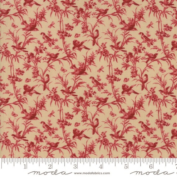 13823 15 MODA Fabric ~ LA VIE EN ROUGE ~ French General Oyster Rouge by 1//2 yd