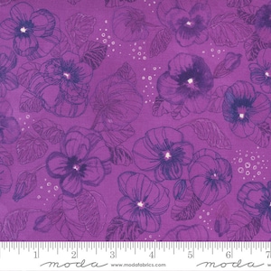 Moda PANSY&#39;S POSIES Quilt Fabric By-The-1/2-Yard by Robin Pickens - 48721 14 Plum