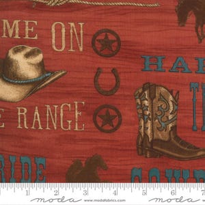 Moda Home On The Range Quilt Fabric by Deb Strain - 19991 12 Clay Red - 12&quot; End-of-Bolt Piece