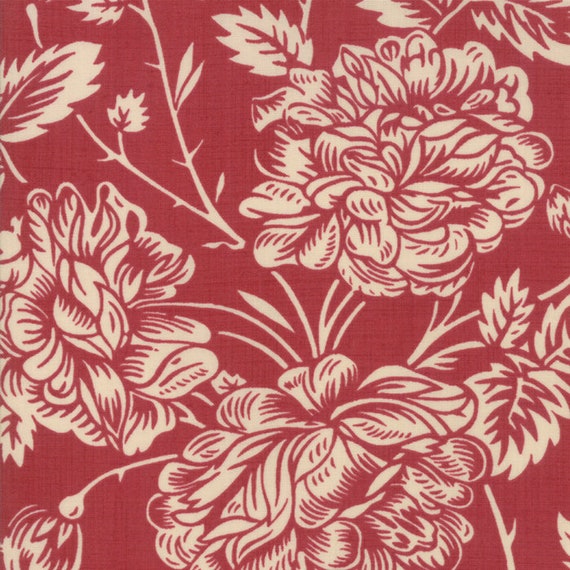 13823 15 MODA Fabric ~ LA VIE EN ROUGE ~ French General Oyster Rouge by 1//2 yd