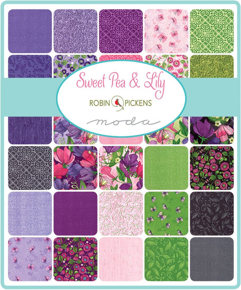 Moda Sweet Pea and Lily Quilt Fabric Bythe1/2yard by Robin Etsy
