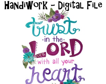 Provérbios 3:5 Design de Sublimação, Versículo Bíblico em Aquarela, Confie no Senhor de todo o seu coração Arquivo PNG, Confie no Senhor Sublimação