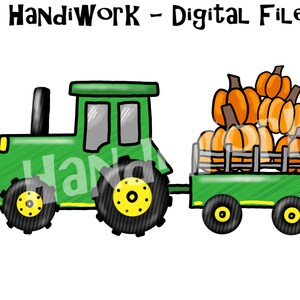 Green Tractor with Pumpkins PNG File, Fall Tractor, Watercolor Tractor with pumpkins, Boy fall Sublimation Design, Halloween Tractor