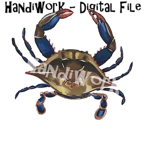 Crab PNG File, Crab Design, Realistic Crab, Crab Sublimation Design, Acrylic Painted Crab, Painted Crab, Crab Clip Art, Blue and Brown Crab