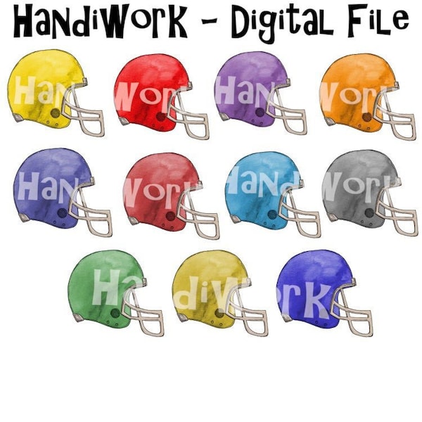 Football Helmet PNG File, Watercolor Football Helmet Design, Multicolored Football Helmets, Football Helmet Sublimation Design, Football png