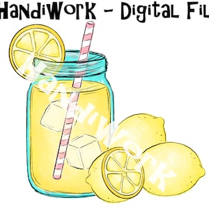 Lemonade in mason jar png design, lemonade drink with lemons sublimation design, summer lemonade drink png design, cute lemonade summer png