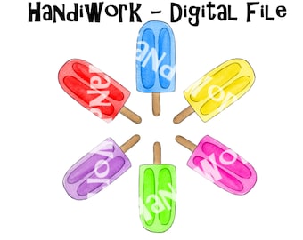Popsicle PNG Design, Watercolor popsicle design, Popsicle sublimation design, Popsicle clip art, multicolored summer Popsicle shirt design