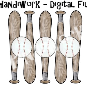 Baseballs and Bats PNG File, Watercolor Baseballs and Bats Design, Five Bats with Baseballs design, Baseballs and Bats Sublimation Design