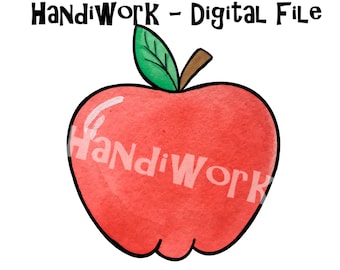 Apple PNG Design, Apple watercolor design, Back to School sublimation design, Apple clip art, Watercolor apple png design, painted apple png