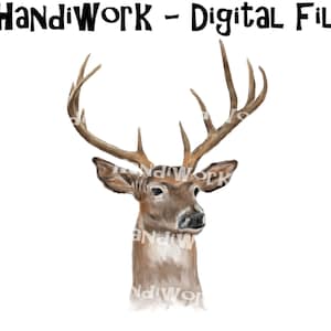 Diseño realista de png de buck de acuarela, imágenes prediseñadas de ciervos pintados, png de sublimación de caza, png de sublimación de ciervos, archivo digital de buck realista,