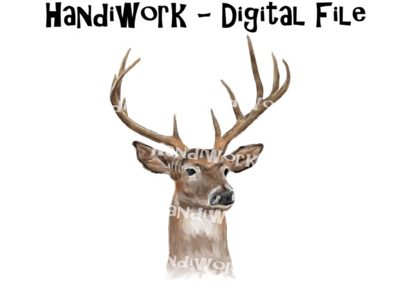 Realistic Watercolor Buck Png Design Painted Deer Clip Art | Etsy