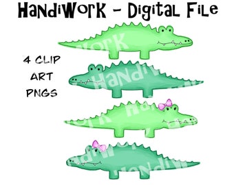 Boy and girl alligator clip art, female and male alligator digital designs, cartoon alligator sublimation files, alligator with bow, swamp