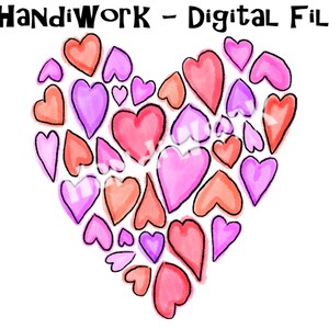 Heart of small hearts PNG File, Valentine&#39;s Day Heart, Watercolor Hearts, Valentine&#39;s Sublimation Designs, Valentine&#39;s Cardmaking