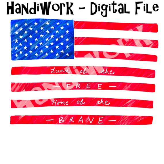 Sketchy American Flag Png File Fourth Of July Sublimation Etsy