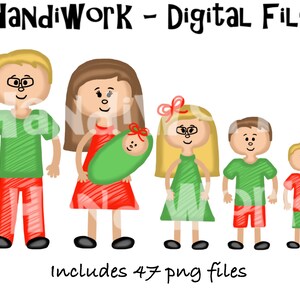 Christmas family clip art png files, cartoon Christmas family clip art, create your own family clip art, Christmas family ornament clip art