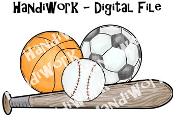 Baseball, basketball, and soccer PNG File, Watercolor Sports Balls Design, Sports Balls design, Sports balls Sublimation Design