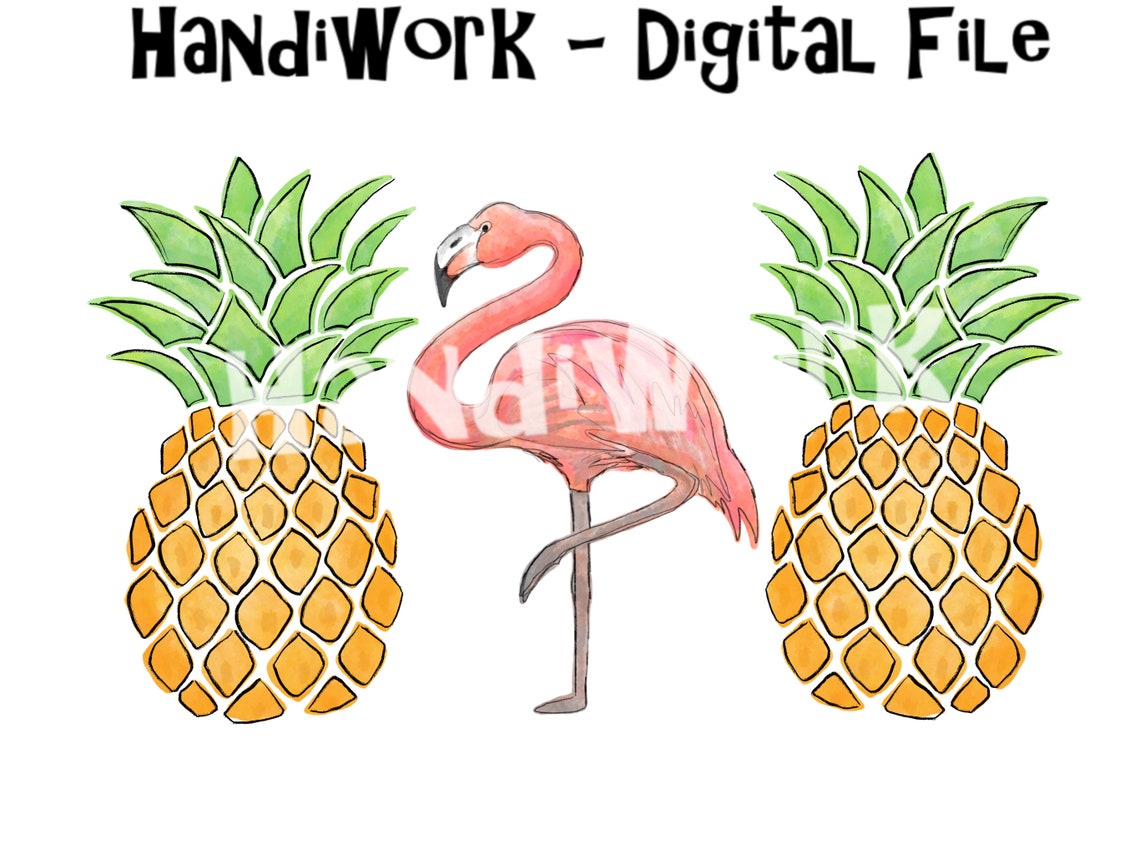 Flamingo and Pineapple Trio Png Design Flamingo and Pineapple Etsy