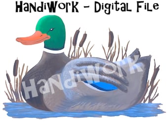 Gräsand PNG-fil, Gräsanddesign, Målad Anka, Anka Sublimeringsdesign, Anka Födelsedagströja Design, Gräsand Clip Art