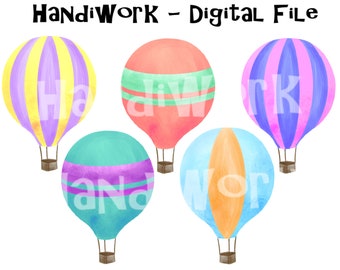 Archivo PNG de imágenes prediseñadas de globos de aire caliente, imágenes prediseñadas de globos de aire caliente en colores pastel, diseños de sublimación de globos de aire caliente de acuarela, sublimación de viajes