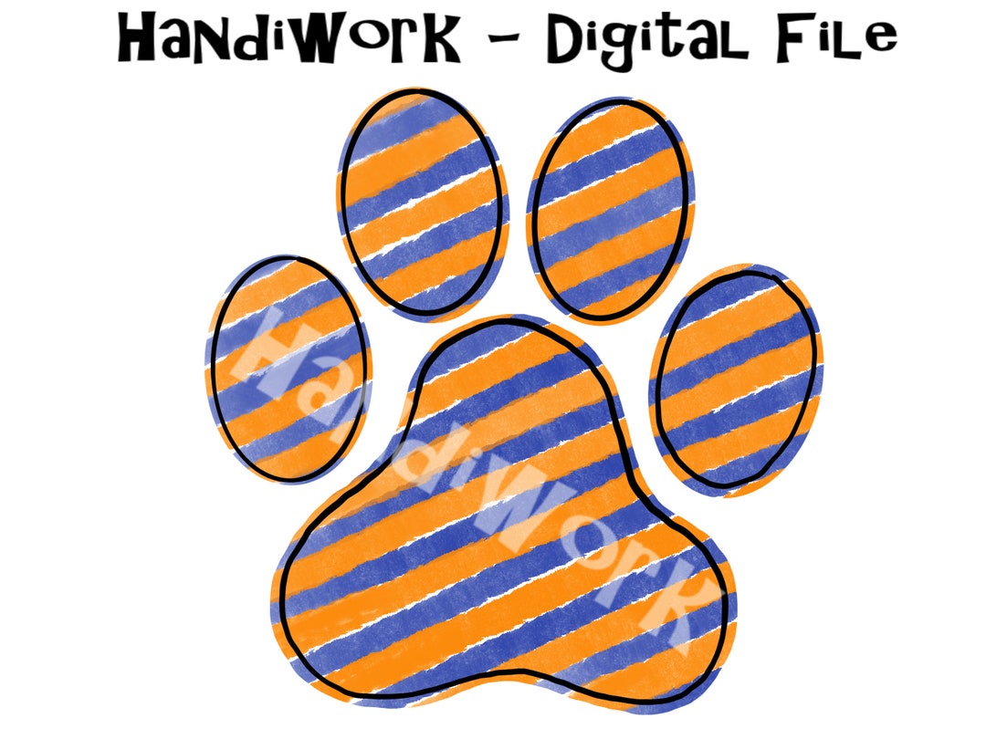 Orange and Navy Paw Print PNG File Watercolor Navy and Orange - Etsy