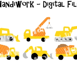 Tiny construction trucks clip art pngs, little construction truck pngs, all kids heavy machinery art, simple construction trucks clip art