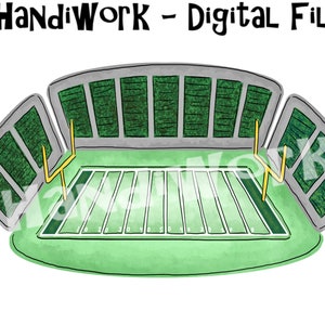 Watercolor football field with dark green fans and end zone png file, dark green football field sublimation, painted football field png file