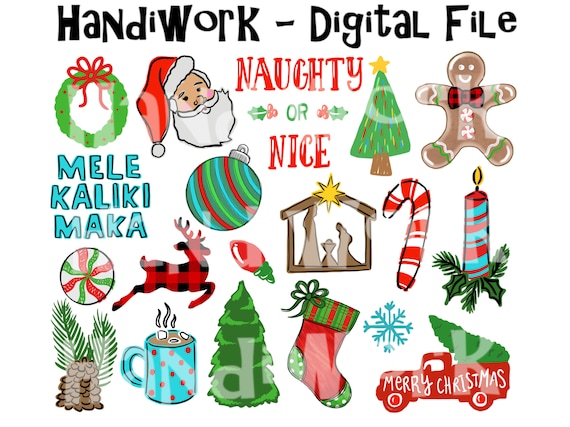 Weihnachten Collage Sublimation Design, Haufen Weihnachten Dinge png Design, Weihnachten Clip Art Datei, Weihnachten Collage Shirt Design png