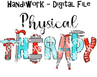 Diseño de png de palabra de fisioterapia, linda sublimación de fisioterapia, diseño de camisa de ocupación de terapia, arte de png de fisioterapia caprichosa