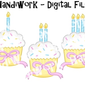 Birthday cupcakes with candles png design, cupcakes sublimation, first birthday cupcake, pastel cupcakes, second birthday cupcake design