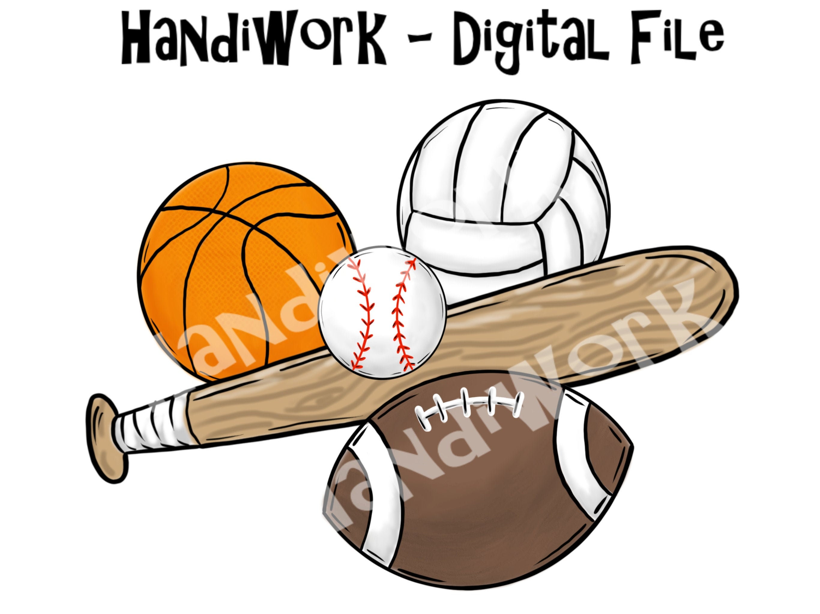 Baseball basketball football volley ball PNG File Etsy