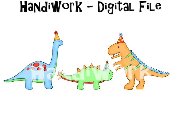 Dinosaur birthday trio png design, birthday Dino trio sublimation design, cute birthday dinosaurs with party hats, birthday Dino clip art
